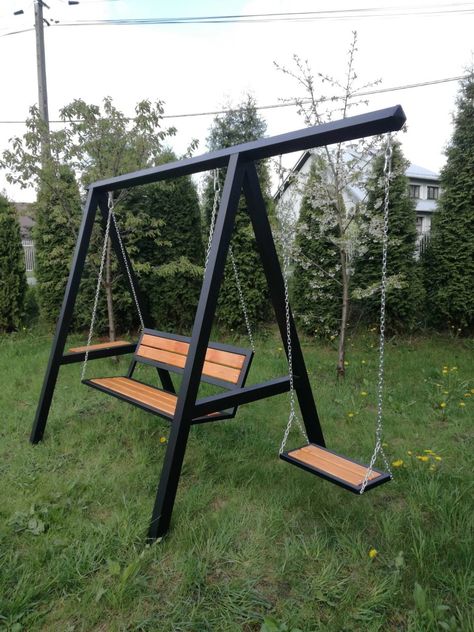 Iron Furniture Design, Welded Furniture, Metal Outdoor Furniture, Wooden Swing, Diy Outdoor Furniture Plans, Swing Design, Welding Art Projects, Diy Welding, Metal Furniture Design