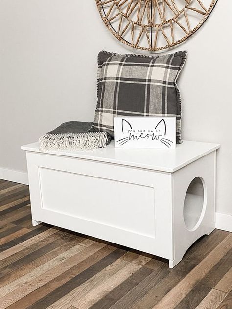 Cat litter box ideas hidden Cat Litter Box Diy, Hidden Laundry Rooms, Ikea Cat, Hiding Cat Litter Box, Hidden Litter Boxes, Hidden Closet, Litter Box Covers, Kitty Litter, Litter Box Furniture