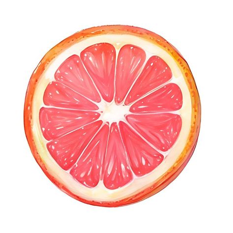 Grapefruit Drawing, Grapefruit Illustration, Watercolor Fruits, Field Paint, Watercolor Fruit, Colour Field, Pink Grapefruit, Cubism, Ink Painting