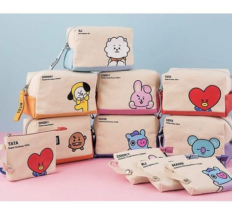 New BT21 pouch and pencil case Bt21 Characters, Cute Pencil Pouches, Bts Bag, Portable Makeup Storage, School Pouch, Bts Wallpaper Desktop, Phone Power Bank, Padded Pouch, Makeup Storage Bag