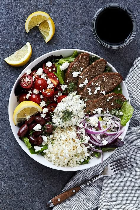 Greek Lamb Gyro Bowls with Tzatziki - Tasty Yummies Gyro Bowl, Lamb Gyros, Greek Lamb, Greek Gyros, Decadent Food, Tasty Desserts, Tasty Dessert, Lamb Recipes, Sweet Cherries