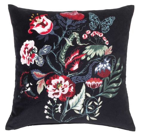 Moody Floral Saralena Pillow from Ikea, $12.99 Ikea Cushions, Ikea New, Recycling Facility, Maximalist Decor, Ikea Family, Cotton Velvet, Cushion Covers, Color Inspiration, Rich Color