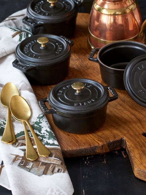 Staub Cast Iron, Cooking Pots Aesthetic, Cast Iron Aesthetic, Staub Dinnerware, Staub Mini Cocotte, Tiny Aesthetic, Food Esthetics, Mini Cast Iron, Cast Iron Oven