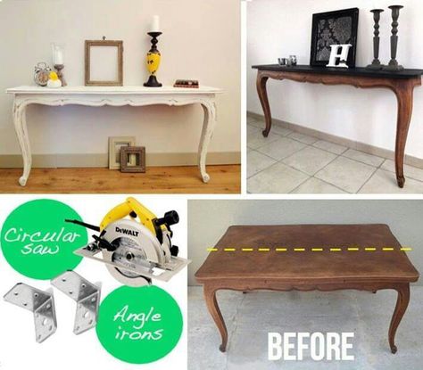 Twin tables Half Table, Redo Furniture, Diy Creative, Creative Home, Furniture Projects, Furniture Makeover, Home Projects, A Table, Diy Furniture