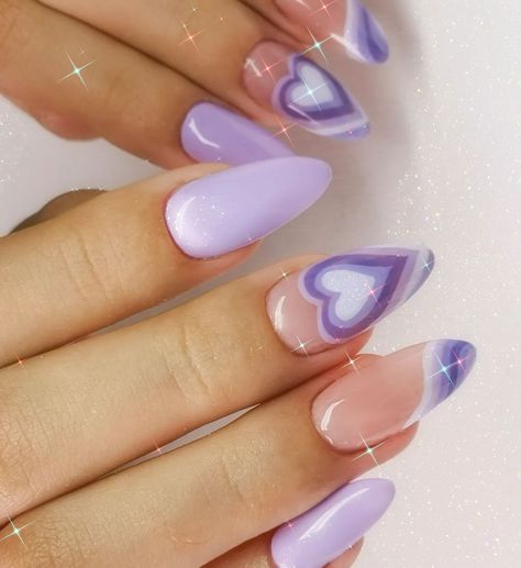 Lilac Heart, Purple Nail Art Designs, Light Purple Nails, App Filter, Beachy Nails, Purple Retro, Purple Nail Art, Retro Nails, Purple Nail Designs