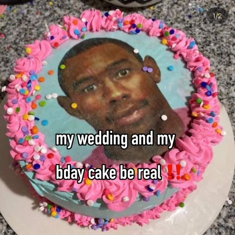 Cake Memes Funny, Tyler The Creator Birthday Party Theme, Tyler The Creator Birthday Cake, Tyler The Creator Cake Ideas, Tyler The Creator Cake, Tyler The Creator Birthday, Funny Bday Cakes, Tyler The Creator Nails, Cake Reveal