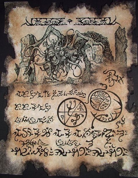 Necronomicon Page Lovecraft Monsters, Yog Sothoth, Lovecraft Cthulhu, Lovecraftian Horror, Hp Lovecraft, Cthulhu Mythos, Ange Demon, Cosmic Horror, Occult Art