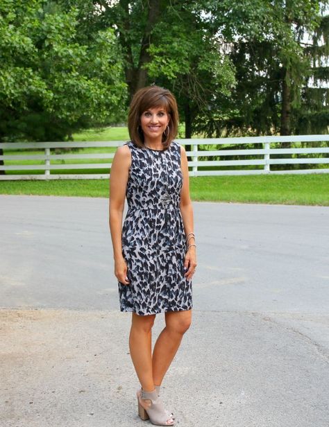 Fashion Over 40-LOFT Dress Cyndi Spivey, Grace Beauty, Christian Fashion, Fashion For Women Over 40, Loft Dress, Over 50 Womens Fashion, Leopard Print Dress, Fashion Tips For Women, Fashion Over 40