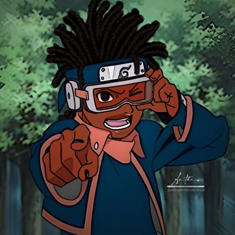 Anime Dreadhead, Blasian Naruto, Black Naruto Characters, Blck Icons, Icon Afro, Black Naruto, Poc Anime, Blk Edits, Poc Edits