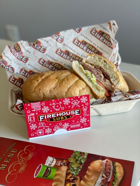 Guests who purchase $25 in Firehouse Subs gift cards between now and December 31 will receive a free medium sub voucher to redeem in the new year! For more convenience , any guest that orders Firehouse Subs gift cards of $25 or more online at FirehouseSubs.com between now through December 27 will receive a free medium sub voucher through the Firehouse Subs app! Firehouse Subs, Fire House, Food Spot, December 27, December 31, House Fire, Tasty Food, Gift Cards, Submarine