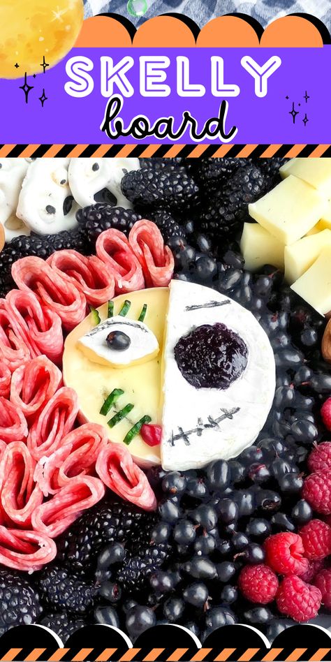 Perfect for 'The Nightmare Before Christmas' fans, this unique Jack Skellington Charcuterie Board merged with Sally combines spooky aesthetics with delicious flavors. Jack Skellington Charcuterie Board, Nightmare Before Christmas Charcuterie, Nightmare Before Christmas Recipes, Halloween Cheese, Christmas Finger Foods, Nightmare Before Christmas Decorations, Spooky Christmas, Diy Terrarium, Fun Halloween Food