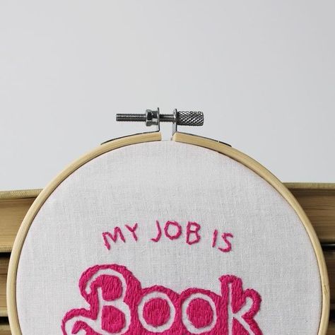 KnitWits Raffle on Instagram: "Check out one of the many items you could win in our #KnitWitsRaffle! Is your job book? If so, you may need this cross-stitched decorative display made by @ebritter2, whose job is also book. Emily designed and created this @barbie-inspired embroidery during 9 hours of watching @taylorswift watch @killatrav play football. Buy your raffle ticket today for a chance to win this and other great handmade items! #knitwitsraffle2023 #embroidery #barbie #book #bookstagram #bookish #booklover #publishing #embroider #embroiderersofinstagram #charity #raffle #charityevent #charityfundraiser #craft #crafts #crafting #crafter #crafters #craftingforacause #handmade #booknerd #bookaddict #bookphotography" Barbie Cross Stitch, Bookish Embroidery, Barbie Embroidery, Book Embroidery, Book Of Job, Barbie Inspired, Raffle Ticket, Charity Fundraising, 9 Hours