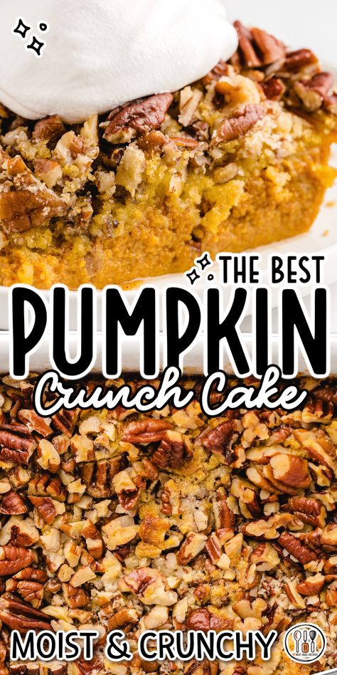 Pumpkin Crunch Cake Pumpkin Crunch Recipe, Pumpkin Pie Crunch, Pecan Crunch, Traditional Pumpkin Pie, Crunch Topping, Pumpkin Crunch Cake, Pumpkin Crunch, Dump Cake Pumpkin, Warm Desserts