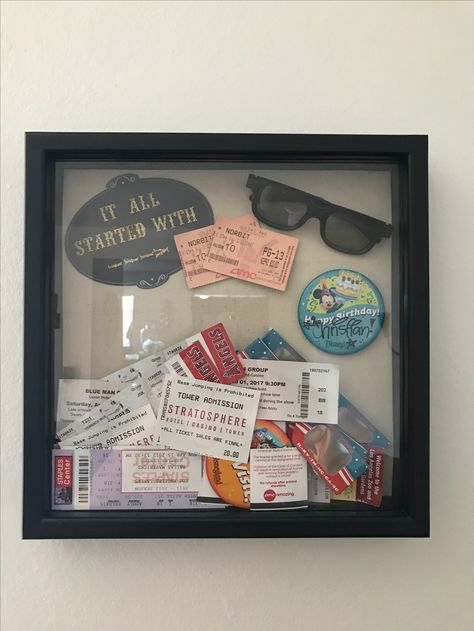 Shadow Box Tickets, Shadow Box Couple Ideas, Shadow Box Ideas For Boyfriend, Media Pictures, Couple Shadow, Diy Shadow Box, Picture Boxes, Dating Pictures, File Box