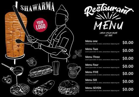 Doner Kebab Menu Design, Shawarma Menu Design, Shawerma Logo Design, Kebab Shop Design, Shawarma Restaurant Design, Shawarma Shop Design, Kebab Restaurant Design, Winx Mood, Shawarma Logo