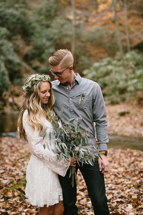 jamiebrett-elopement-145 Casual Wedding Groom, Mens Casual Wedding, Casual Groom, Casual Groom Attire, Mens Casual Wedding Attire, Casual Bride, Bush Wedding, Casual Grooms, Casual Wedding Attire