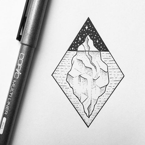 Below the surface ... #iceberg #drawing #illustration #fineliner #sketchbook #art Tumblr Drawings Easy, Ice Tattoo, Cool Easy Drawings, Tumblr Drawings, Geniale Tattoos, Simple Designs To Draw, Cute Ideas, Desenho Tattoo, Eye Tattoo