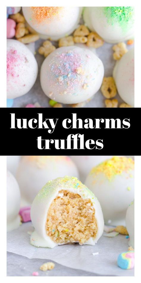 Lucky Charms Recipes, Lisa Rae, St Patrick Party Food, Lucky Charms Cake, St Patrick's Day Dessert, Lucky Charms Treats, Oreo Truffles Recipe, Lucky Charms Marshmallows, Cookie Balls