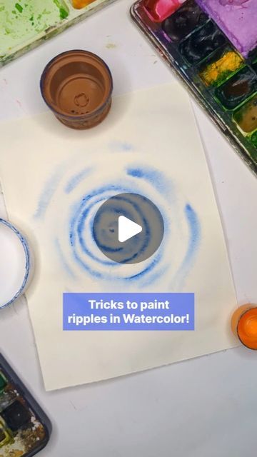 Painting Water Ripples, How To Paint Ripples In Water, Water Ripples Painting, Paint Realistic, How To Make Water, Easy Tricks, Learn Watercolor, Watercolor Water, Watercolor Tips