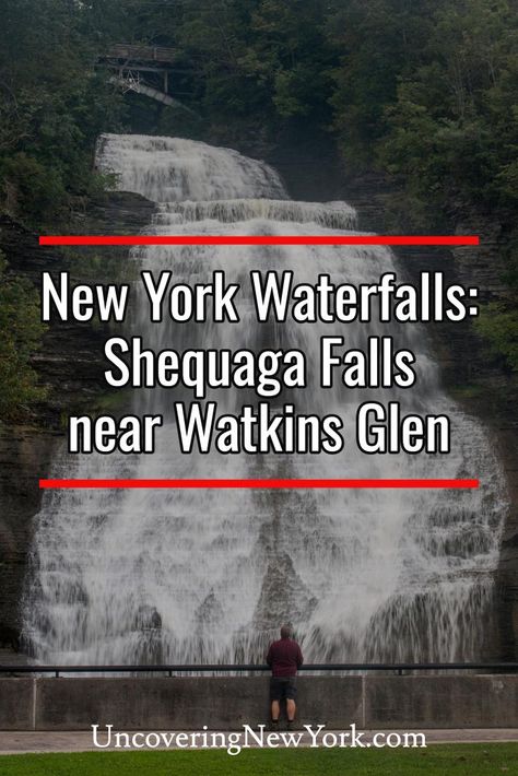 Visiting the impressive Shequaga Falls in Montour Falls, New York. This might be the most impressive roadside waterfall in the Finger Lakes. Montour Falls, Watkins Glen New York, Watkins Glen Ny, Finger Lakes Ny, Lake George Village, Summer Vacation Spots, New York Vacation, Romantic Cruise, Fun Winter Activities