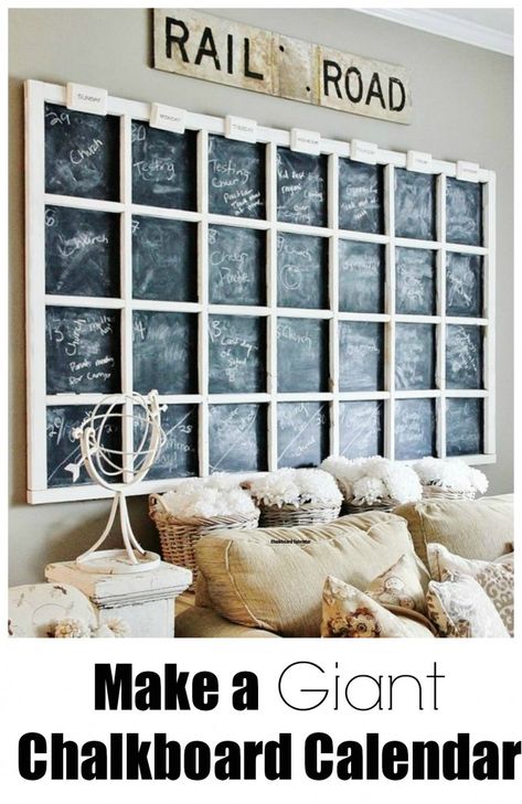 chalkboard calendar Diy Wall Calendar, Calendar Chalkboard, Chalkboard Wall Calendars, Old Window Panes, Chalkboard Wall Bedroom, Astronomy Tattoo, Chalkboard Calendar, Farm Wall Art, Make A Calendar