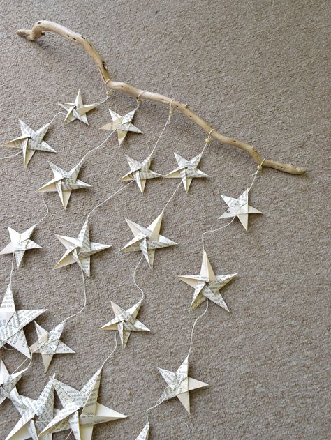 Celestial themed party backdrop origami star garlands from OldPaperCrafts Night Sky Theme Party, Under The Stars Party, Acotar Party, Origami Party, Celestial Party, Night Sky Wedding, Starry Night Wedding, Origami Star, Celestial Wedding