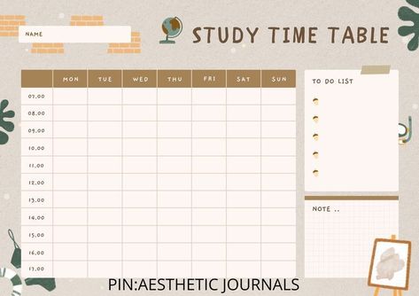 Study Time Table, Study Schedule Template, School Study Ideas, School Timetable, Study Planner Printable, Table Study, Monthly Planner Template, Note Writing Paper, Time Table