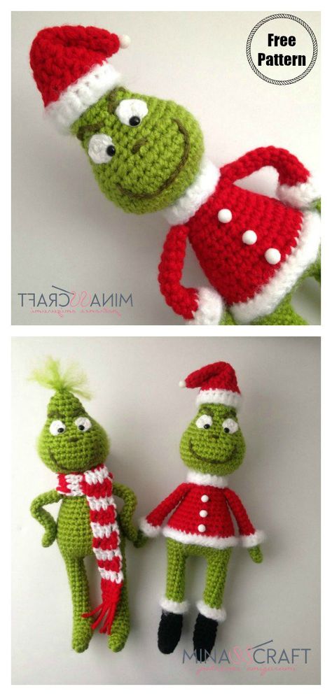 Grinch Amigurumi Free Crochet Pattern #freecrochetpattern  #crochetamigurumi  #grinch  #christmasgifts  #crochetpattern Crochet Pattern For Grinch, Knitted Disney Characters, Crochet Grinch Amigurumi, Free Crochet Superhero Patterns, Crochet Pattern Grinch, Christmas Crochet Patterns Free Grinch, Crocheted Grinch Pattern, The Grinch Crochet Pattern, Grinch Free Crochet Pattern