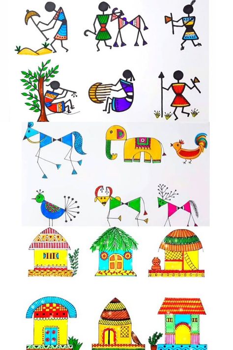 Warli Art for Kids Warli Art For Kids, Worli Painting, Warli Painting, Warli Art, African Art Paintings, Art Decor Diy, Madhubani Art, Painting Art Lesson, Easy Art