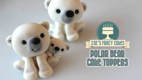 Christmas toppers, cakes and decorations #32: Polar bear cake toppers - CakesDecor Bear Cake Topper Printable, Arctic Cake, Polar Bear Cake, Sukkot Crafts, Clay Penguin, Polar Bear Party, Teddy Bear Cupcakes, Zoes Fancy Cakes, Christmas Fondant