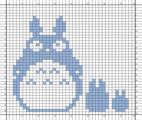 Double Knitting Charts, Totoro Pattern, Crochet Totoro, Graph Crochet, Colorwork Knitting, Pixel Crochet, Tapestry Crochet Patterns, Pixel Pattern, Pixel Art Pattern