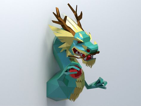 3D Papercraft Chinese dragon, low poly dragon SVG template, paper decor, DIY template, PDF download, pepakura template ,New Year decoration Dragon Svg, Paper Decor, New Year Decoration, Digital Kit, Chinese Dragon, Diy Template, Nouvel An, Low Poly, All You Need Is