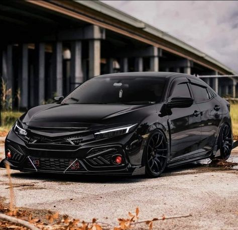 Black Honda Civic, Honda Civic 2017, Matte Black Cars, Honda Civic Car, Black Honda, Civic Car, Acura Cars, Honda Civic Hatchback, Civic Hatchback