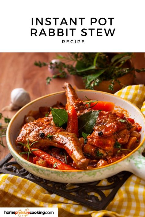 Warm up with a cozy bowl of Instant Pot Rabbit Stew! This delicious stew offers a blend of tender rabbit and aromatic vegetables. Perfect for "Easy Instant Pot Dinner Recipes For Family" looking for a quick and satisfying meal. Don't miss out on this delectable dish from homepressurecooking.com—try it tonight! #InstantPotRabbit #DinnerInspiration #QuickDinner #InstantPotMeals #HealthyDinnerIdeas Instant Pot Rabbit, Crockpot Rabbit Recipe, Rabbit Stew Recipe, Easy Instant Pot Dinner, Instant Pot Dinner, Rabbit Stew, Cozy Dinner, Dinner Recipes For Family, Instant Pot Recipes Chicken