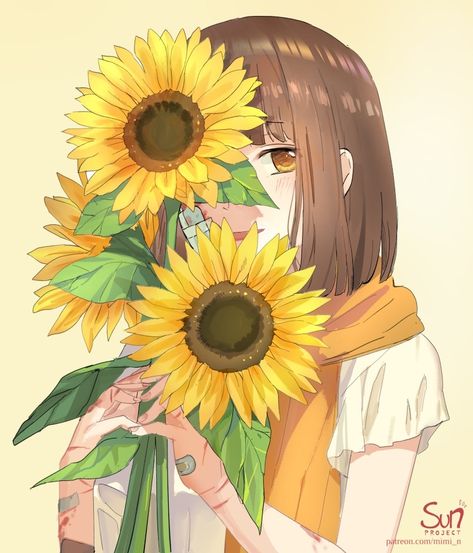 Sunflower Illustration, Sun Projects, Magic Day, Beauty Art Drawings, Pretty Drawings, Sunflower Art, Actors Images, Digital Art Girl, Girly Art