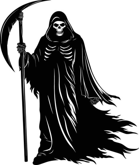 AI generated Silhouette grim reaper black color only full body body Grim Reaper Character Design, Female Reaper, Grin Reaper, Grim Reaper Images, Grim Reaper Skeleton, Reaper Art, Halloween Cricut, Grim Reaper Art, Dark Art Tattoo