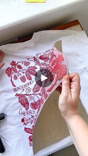 1.4K views · 1.3K reactions | Printing t-shirts using lino with @juliatriayillustrations 

Some of you have been asking some questions on how I print my tees and if they can be washed so I thought I would show you a step by step guide of my process to making these tees ✨🍒

#illustration #lino #berries #girlie #linocut #method #process #howto #linocut #smallbusiness | Currant App | currant.life �· Original audio Linocut Printing, Hobby Farming, Gelli Printing, Sketch Ideas, Some Questions, Hobby Farms, Tshirt Art, Birthday Wishlist, Making Shirts