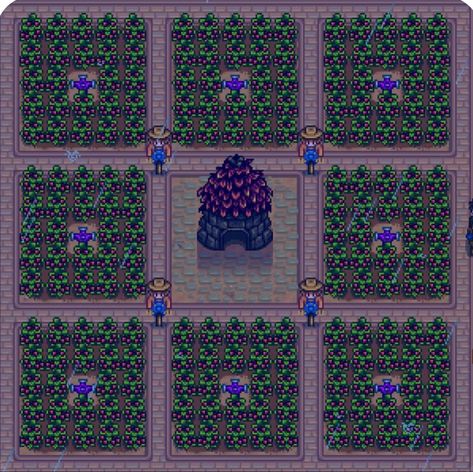 Stardew Valley Jumino Hut Layout, Crop Layout Stardew, Stardew Crop Layout, Stardew Valley Crop Layout, Stardew Valley Coop Layout, Stardew Valley Forest Farm Layout, Stardew Farms, Stardew Valley Layout, Stardew Valley Tips