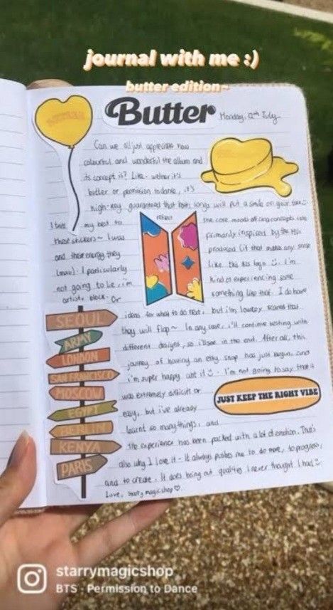 Bt21 Diary Ideas, Bts Scrapbook Ideas, Bts Diary Ideas, Butter Journal, Bts Journal Ideas, Bts Diary, Dance Journal, Bts Journal, Bullet Journal Cover Ideas