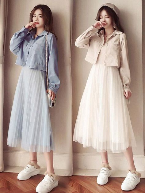 856fc81623da2150ba2210ba1b51d241desc36697298ri Outfit Ideas Korean Dress, Fashion Drawing Dresses, Trendy Dress Outfits, Korean Fashion Dress, Stylish Dresses For Girls, Korean Dress, Ulzzang Fashion, Fashion Attire, Modest Fashion Outfits