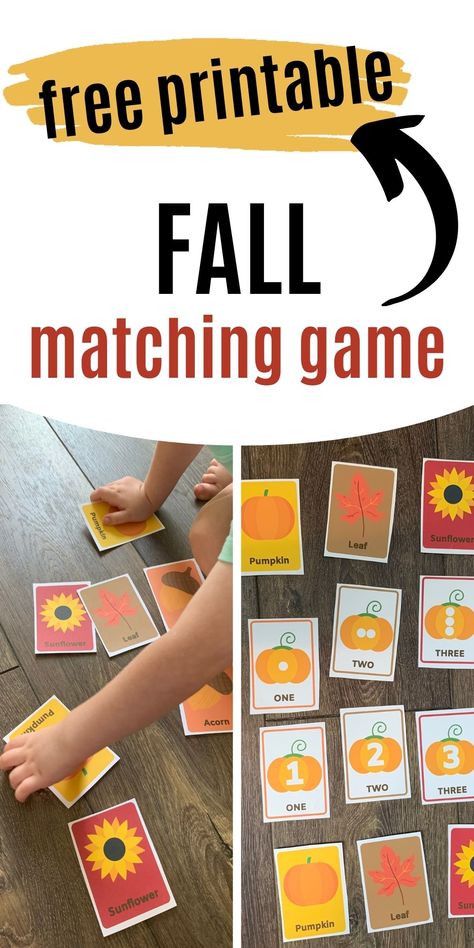 Fall Games, Memory Match Game, Scavenger Hunt For Kids, Autumn Activities For Kids, Matching Activity, Easy Activities, Memory Game, Fall Activities, Matching Cards