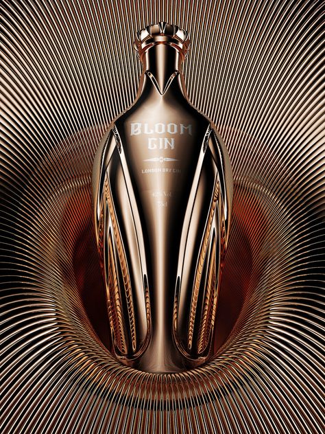 Bloom Gin Bottle Design Concept - World Brand Design Society Bloom Gin, Food Logo Design Inspiration, Tree Logo Design, Fragrance Photography, الفن الرقمي, Flint Glass, Gin Bottle, Bottle Design Packaging, Perfume Bottle Design