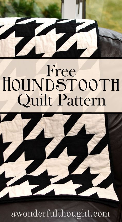 Houndstooth Quilt, Black And White Quilt, Diy Quilting, Sew Quilt, Two Color Quilts, Black And White Quilts, White Quilts, Block Quilt, Nebraska Huskers