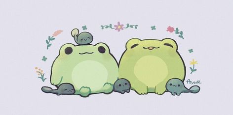 Frog Wallpaper Desktop, Cute Frog Art, Frog Wallpaper, Frog Pictures, Frog Drawing, Frog Art, Cute Animal Drawings Kawaii, French Girls, Cute Kawaii Drawings