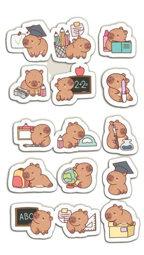 Capibara stickers para niños y niñas escuela Illustration Stickers, Print Stickers, Character Drawing, Print And Cut, Screen Print, Classroom Decor, Cute Wallpapers, Cute Drawings, Screen Printing