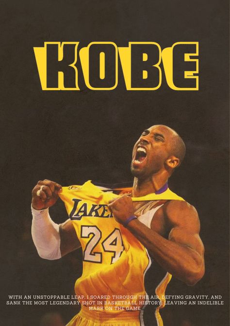 To buy this follow and connect on instagram- @shoposter.in Kobe Bryant Poster, Basketball History, Defying Gravity, Kobe Bryant, Lake, History, Quick Saves, Instagram, Art