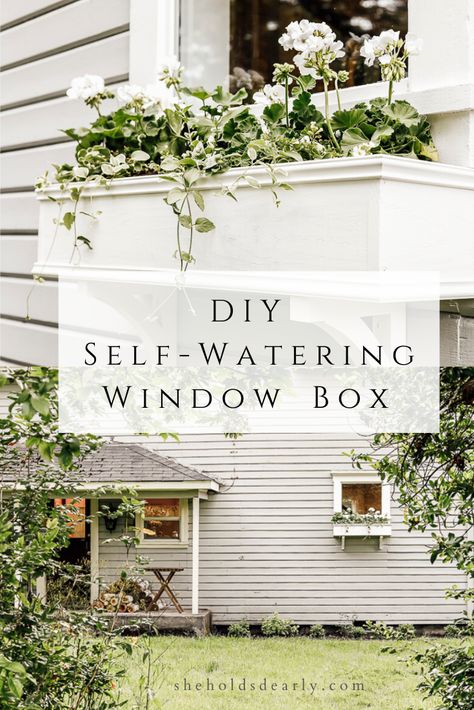 DIY Self Watering Window Box by sheholdsdearly.com Rustic Porch Ideas, Diy Self Watering, Window Boxes Diy, Window Planter, Diy Flower Boxes, Window Box Flowers, Window Planters, Boxes Diy, Rustic Porch