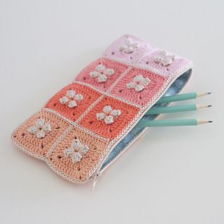 anneliesleask's Cora pencil case Square Pencil Case, Crochet Pencil Case, Pencil Case Pattern, Crochet Granny Square Afghan, Granny Square Pattern, Square Stitch, Crochet Sweater Pattern Free, Granny Square Bag, Crochet Granny Square Blanket