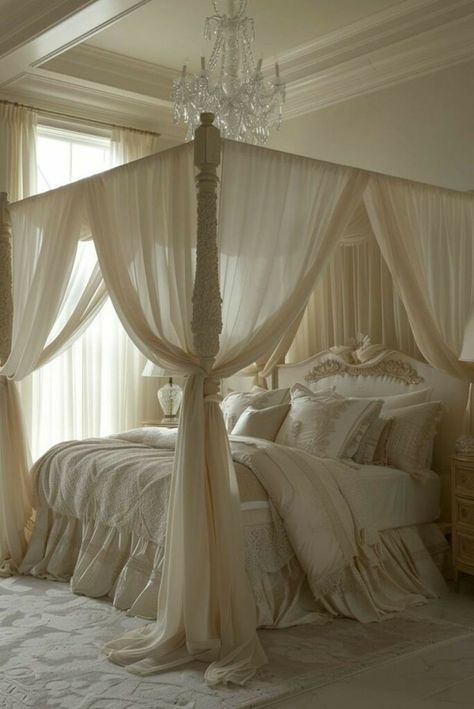 Bed Ideas Decor, Canopy Bed Aesthetic, Bed Against Wall, Bed Netting, Canopy Bed Ideas, Bed Aesthetic, Intimate Space, Canopy Bedroom, Dream Apartment Decor