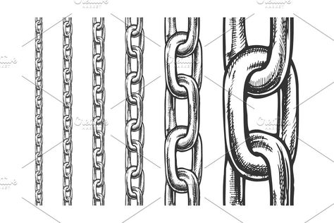 Iron Chain Collection Monochrome Set #ad , #Heavy#Assortment#Steel#Metallic How To Draw Chains, Tattoos Pulseras, Linked Rings, Metal Drawing, Chain Tattoo, Necklace Drawing, Herz Tattoo, Tattoo Outline, Flash Art